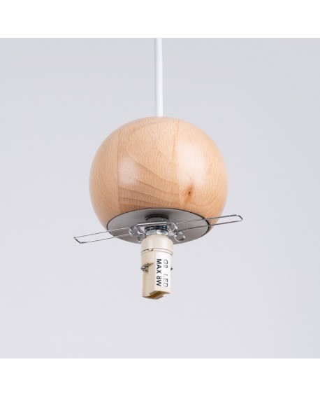 Lampa wisząca PEKKA 1 biała/naturalne drewno Sollux SL.1390