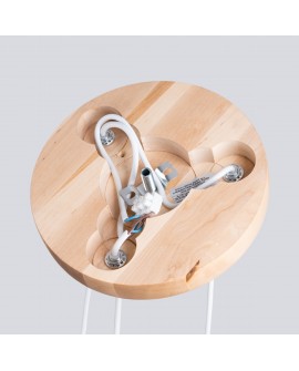 Lampa wisząca PEKKA 3P biała/naturalne drewno Sollux SL.1391