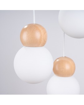 Lampa wisząca PEKKA 3P biała/naturalne drewno Sollux SL.1391