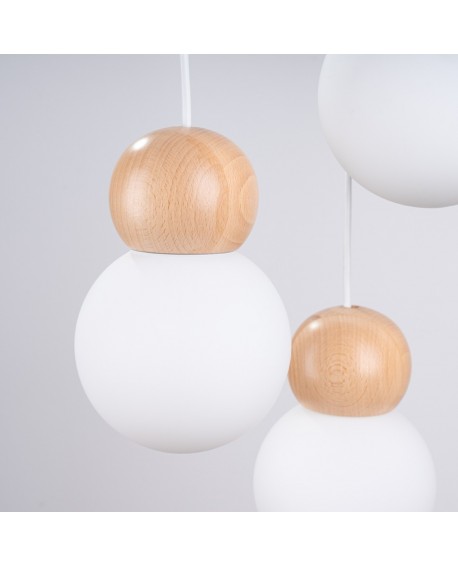 Lampa wisząca PEKKA 3P biała/naturalne drewno Sollux SL.1391