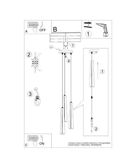 Lampa wisząca PRYSM 3P czarna Sollux SL.1401