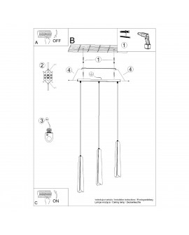 Lampa wisząca PRYSM 3L czarna Sollux SL.1402