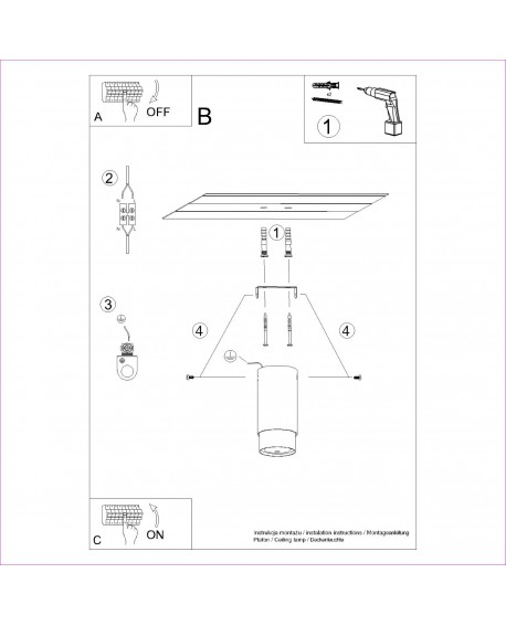 Plafon NERO 12,5 czarny/chrom Sollux SL.1408