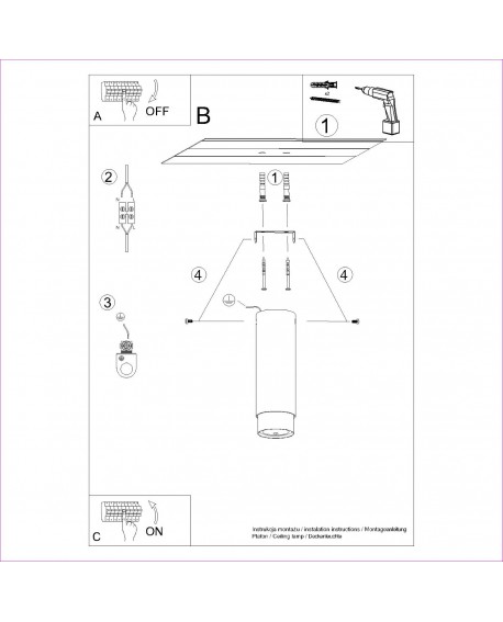 Plafon NERO 22,5 czarny/chrom Sollux SL.1409