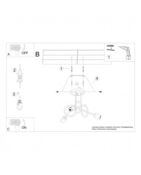 Żyrandol LOOP 3 czarny Sollux SL.1434