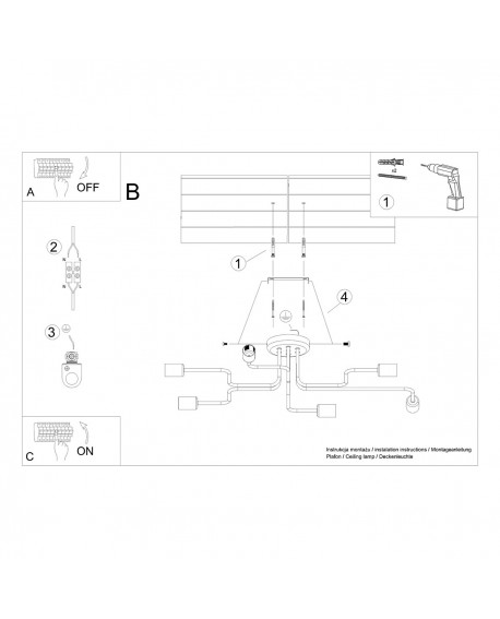 Żyrandol VECTOR 6 czarny Sollux SL.1447