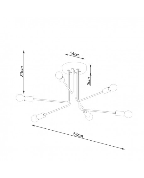 Żyrandol NORAH 6 czarny Sollux SL.1452
