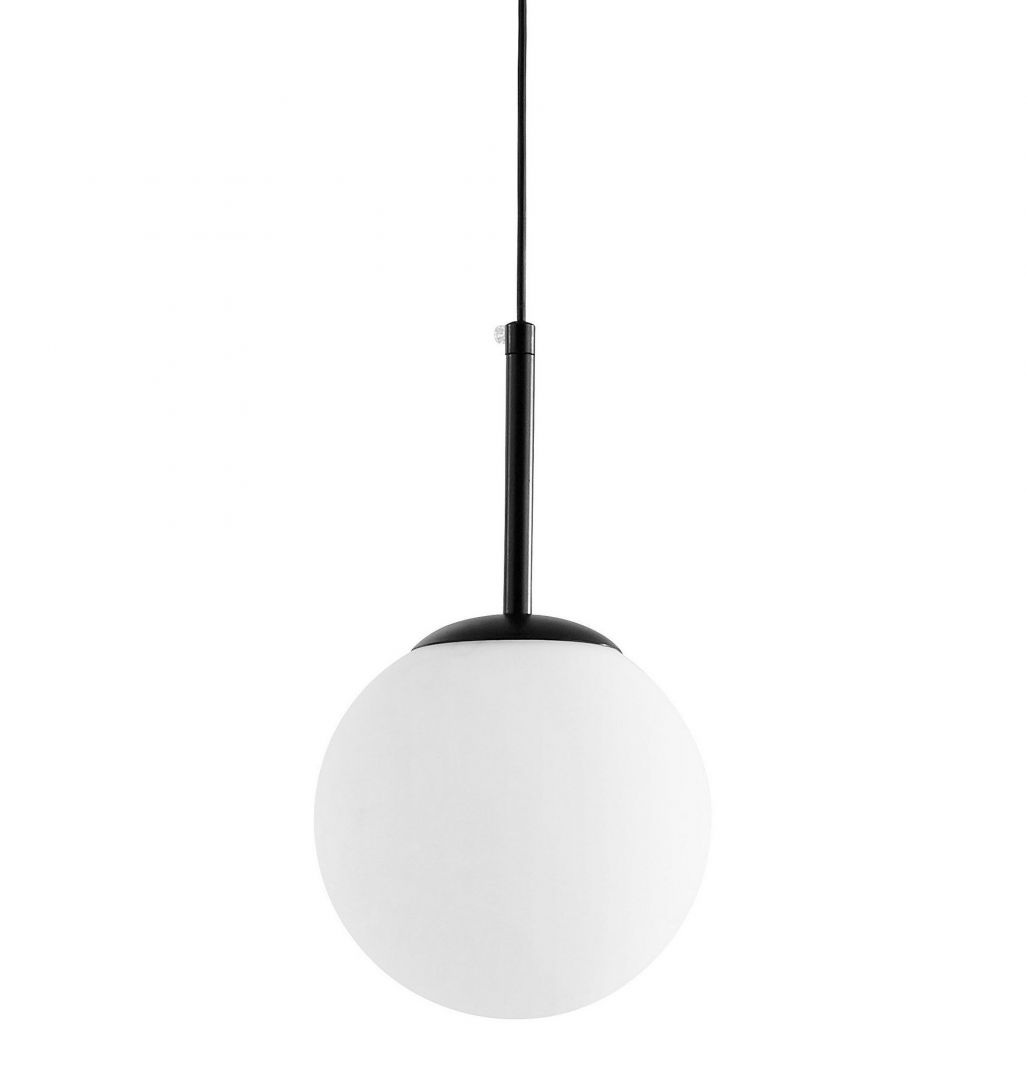 Lampa wisząca czarna Fredica 15 Lumina Deco, pojedyncza biała kula w minimalistycznym stylu