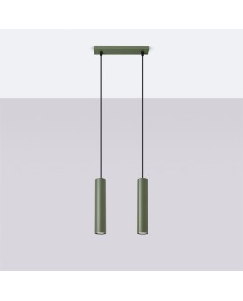 Lampa wisząca LAGOS 2 zielona oliwka Sollux SL.1485