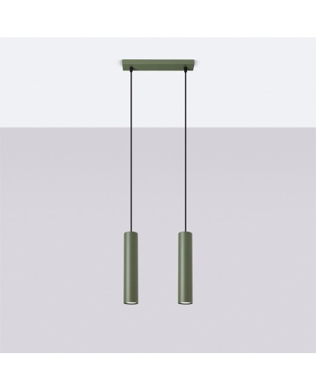 Lampa wisząca LAGOS 2 zielona oliwka Sollux SL.1485