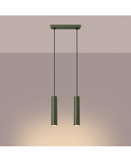 Lampa wisząca LAGOS 2 zielona oliwka Sollux SL.1485