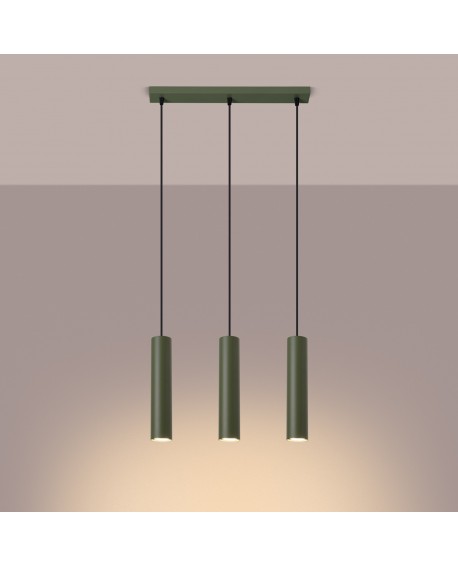 Lampa wisząca LAGOS 3L zielona oliwka Sollux SL.1486