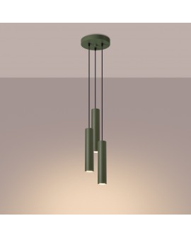 Lampa wisząca LAGOS 3P zielona oliwka Sollux SL.1487