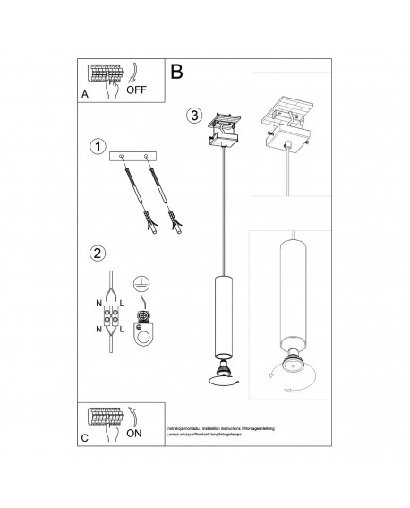 Lampa wisząca LAGOS 1 ochra czerwona Sollux SL.1489