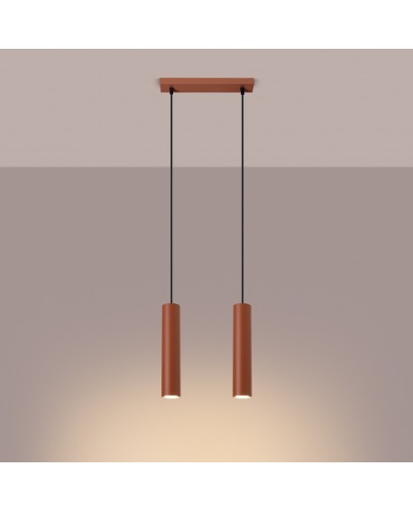 Lampa wisząca LAGOS 2 ochra czerwona Sollux SL.1490