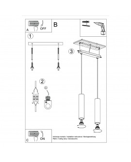 Lampa wisząca LAGOS 2 ochra czerwona Sollux SL.1490
