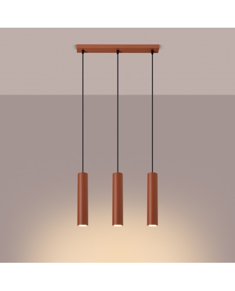 Lampa wisząca LAGOS 3L ochra czerwona Sollux SL.1491