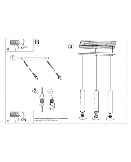 Lampa wisząca LAGOS 3L ochra czerwona Sollux SL.1491