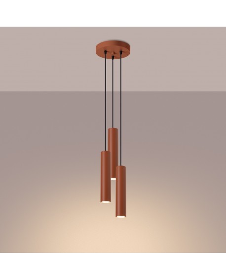 Lampa wisząca LAGOS 3P ochra czerwona Sollux SL.1492