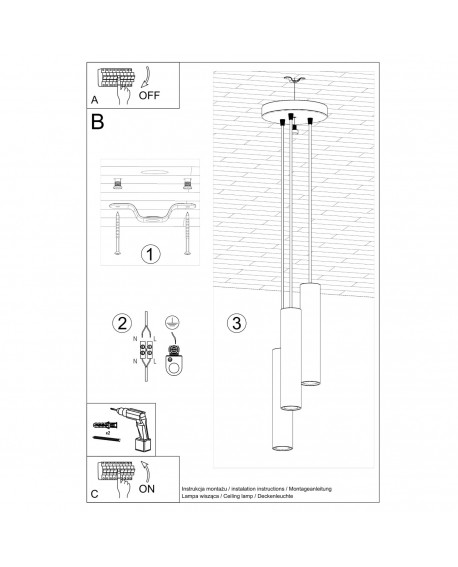 Lampa wisząca LAGOS 3P ochra czerwona Sollux SL.1492