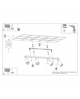 Plafon RING 4L zielony oliwkowy Sollux SL.1504