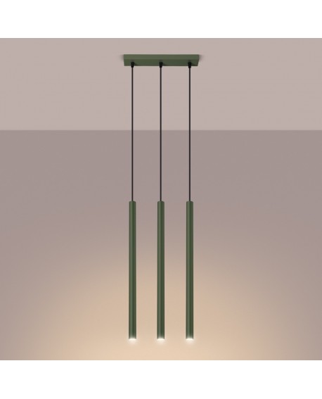 Lampa wisząca PASTELO 3 zielona oliwka Sollux SL.1520