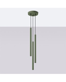 Lampa wisząca PASTELO 3P zielona oliwka Sollux SL.1521