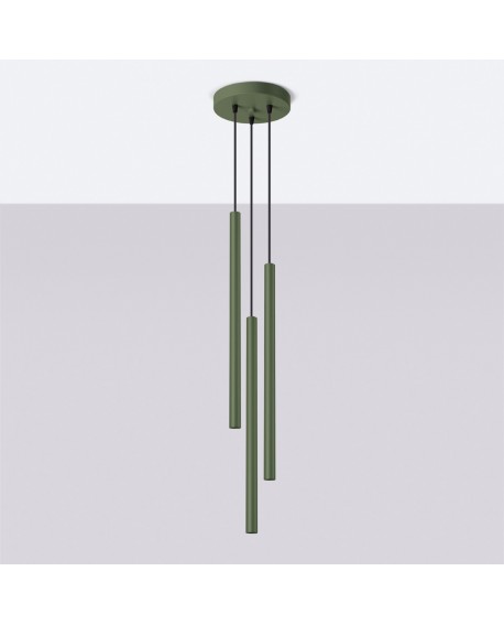 Lampa wisząca PASTELO 3P zielona oliwka Sollux SL.1521