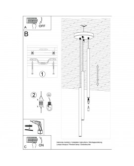 Lampa wisząca PASTELO 3P zielona oliwka Sollux SL.1521