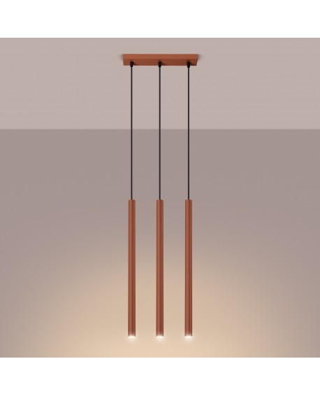 Lampa wisząca PASTELO 3 ochra czerwona Sollux SL.1526