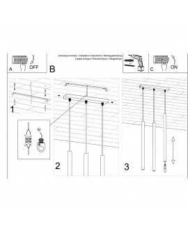Lampa wisząca PASTELO 3 ochra czerwona Sollux SL.1526