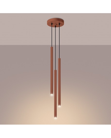 Lampa wisząca PASTELO 3P ochra czerwona Sollux SL.1527