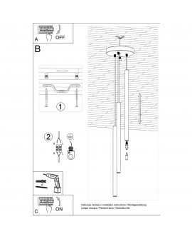 Lampa wisząca PASTELO 3P ochra czerwona Sollux SL.1527