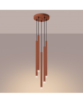 Lampa wisząca PASTELO 5P ochra czerwona Sollux SL.1528