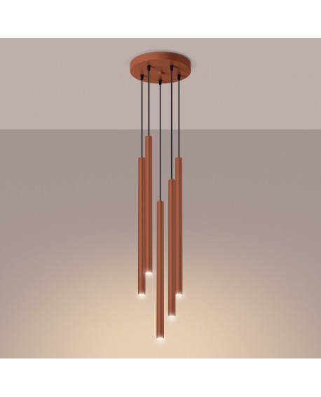 Lampa wisząca PASTELO 5P ochra czerwona Sollux SL.1528
