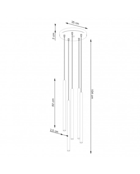 Lampa wisząca PASTELO 5P ochra czerwona Sollux SL.1528
