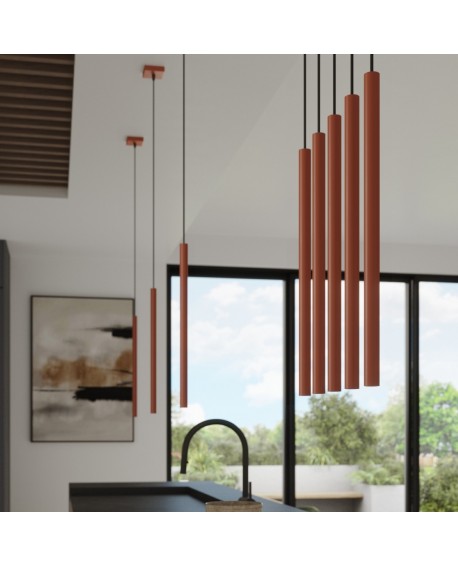 Lampa wisząca PASTELO 5P ochra czerwona Sollux SL.1528