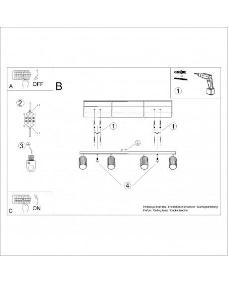 Plafon KARBON 4L biały Sollux SL.1546