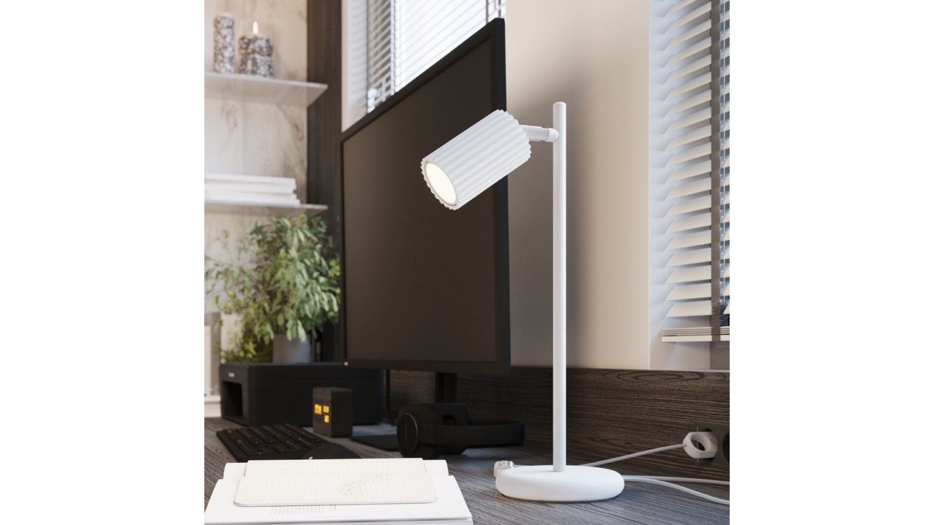 Lampa biurkowa KARBON biała Sollux SL.1548
