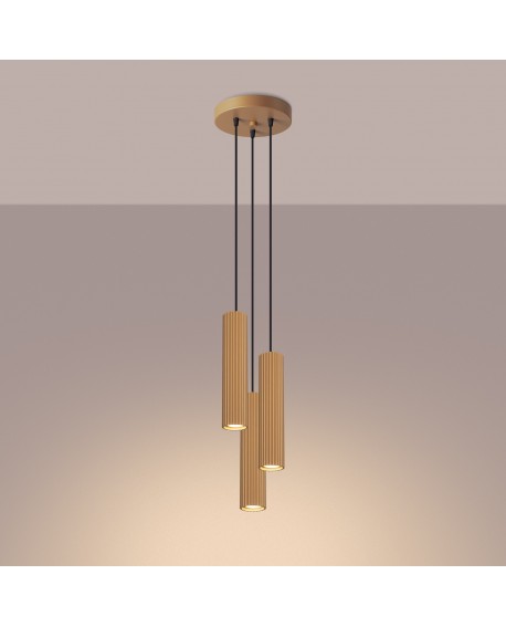 Lampa wisząca KARBON 3P złoty Sollux SL.1557