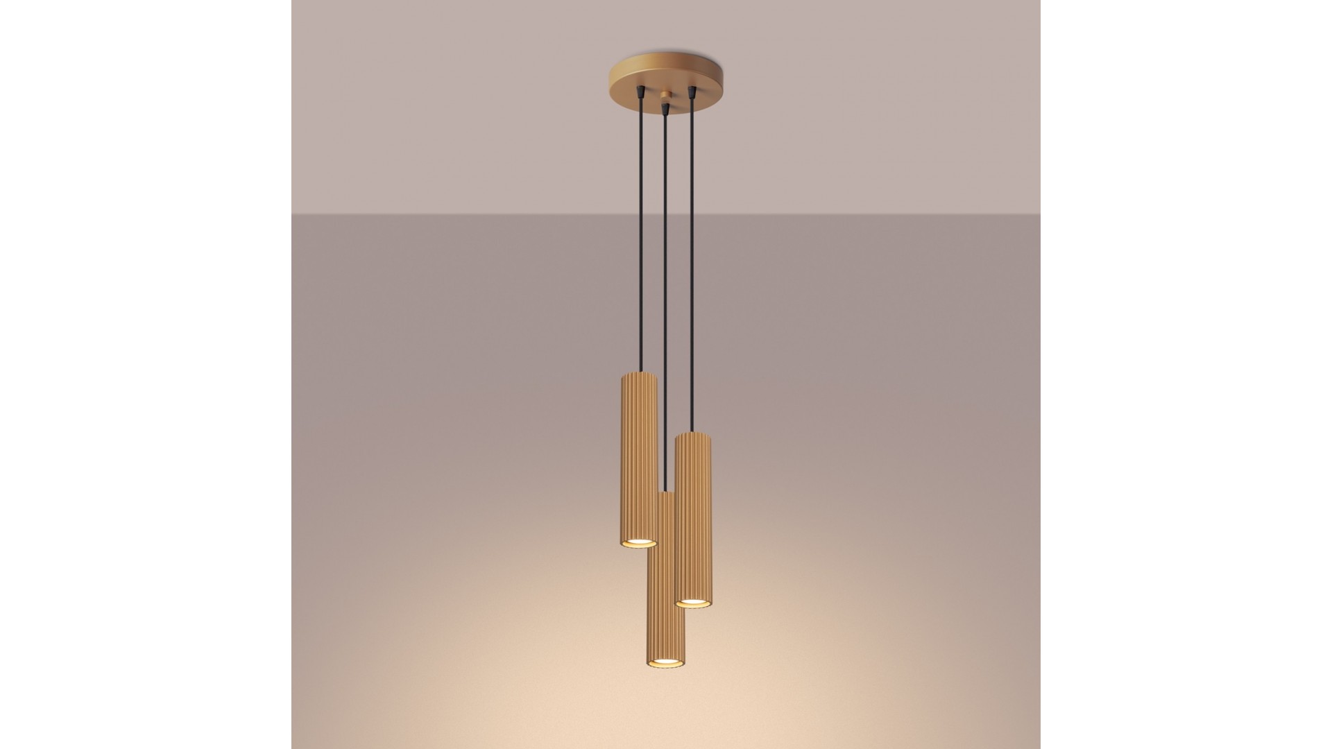 Lampa wisząca KARBON 3P złoty Sollux SL.1557