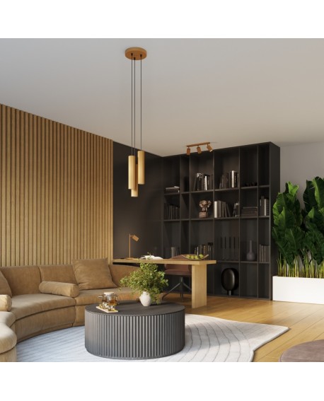 Lampa wisząca KARBON 3P złoty Sollux SL.1557