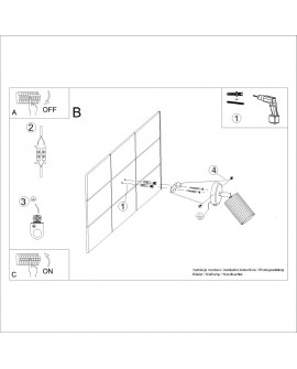 Kinkiet KARBON złoty z włącznikiem Sollux SL.1560