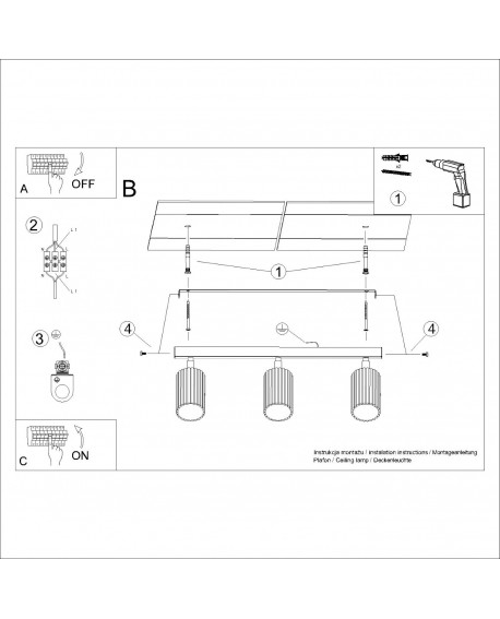 Plafon KARBON 3L złoty Sollux SL.1562