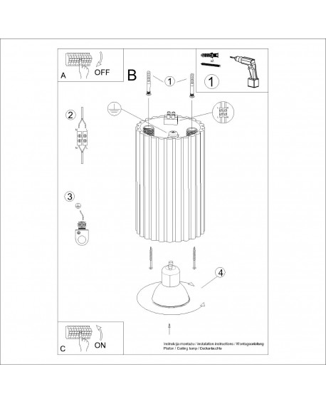 Plafon KARBON 10 czarny Sollux SL.1568