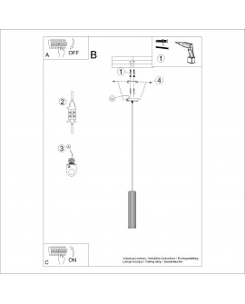 Lampa wisząca KARBON 1 czarny Sollux SL.1573