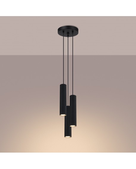 Lampa wisząca KARBON 3P czarny Sollux SL.1576