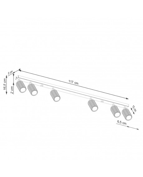 Plafon KARBON 6L czarny Sollux SL.1585