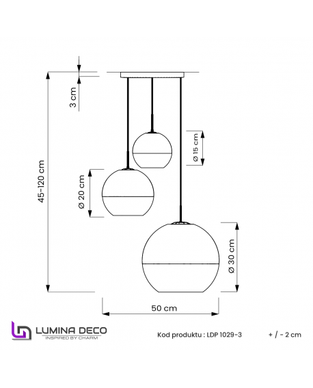 LAMPA WISZĄCA NOWOCZESNA ZŁOTA VERONI TRIO LUMINA DECO