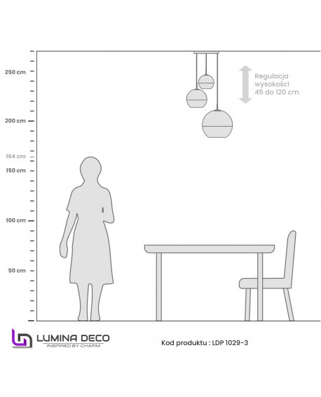 LAMPA WISZĄCA NOWOCZESNA RÓŻOWE ZŁOTO POTRÓJNA VERONI TRIO LUMINA DECO